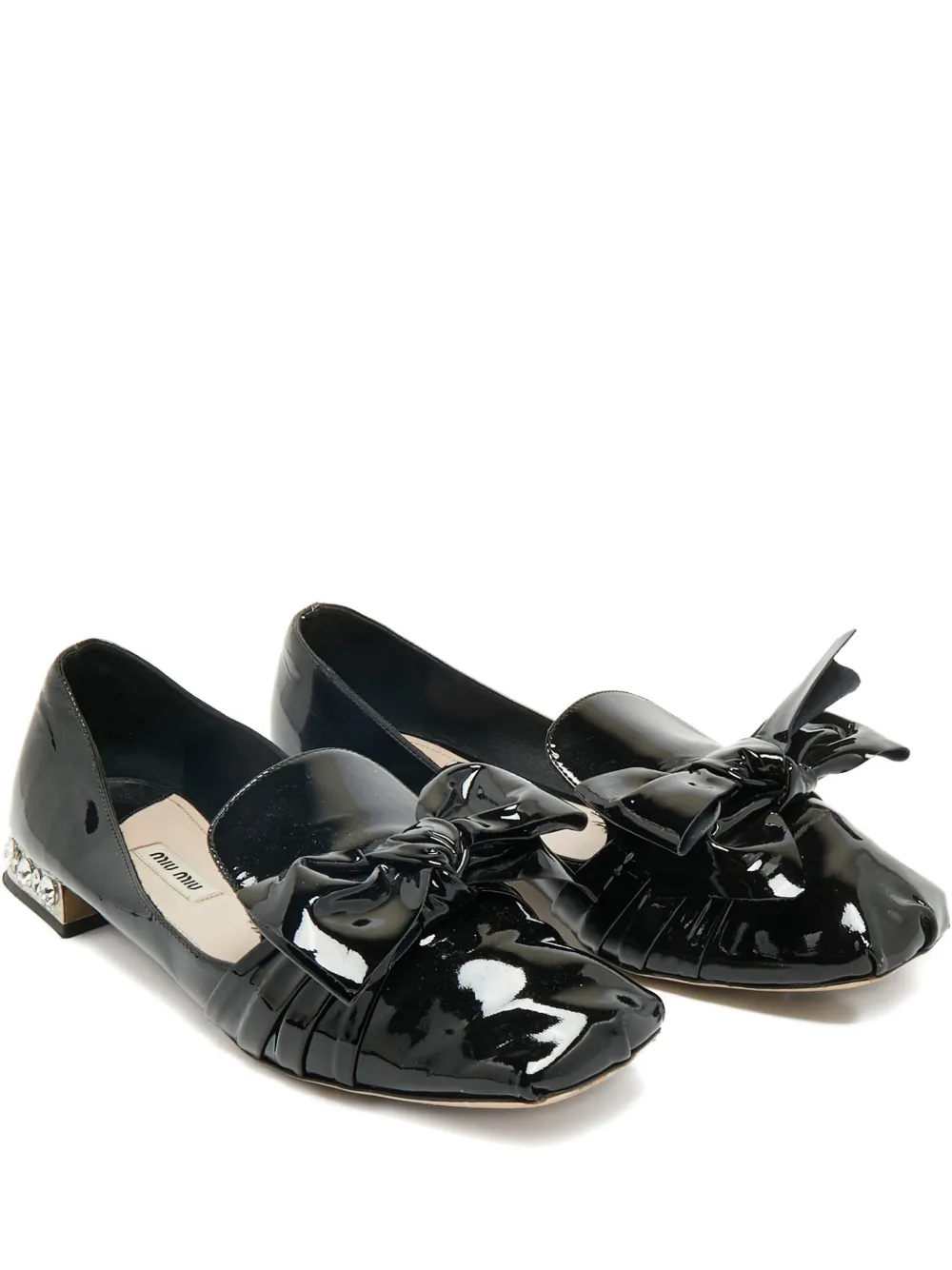 Miu Miu Pre-Owned crystal-embellished ballet flats | Black | Image 1