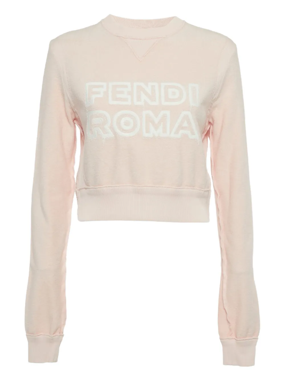Fendi Pre-Owned cropped logo embroidery sweater - Rosa