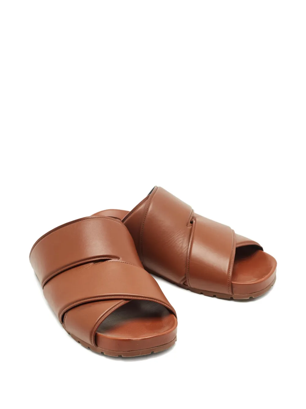 Bottega Veneta Pre-Owned criss-cross leather flat sandals - Bruin