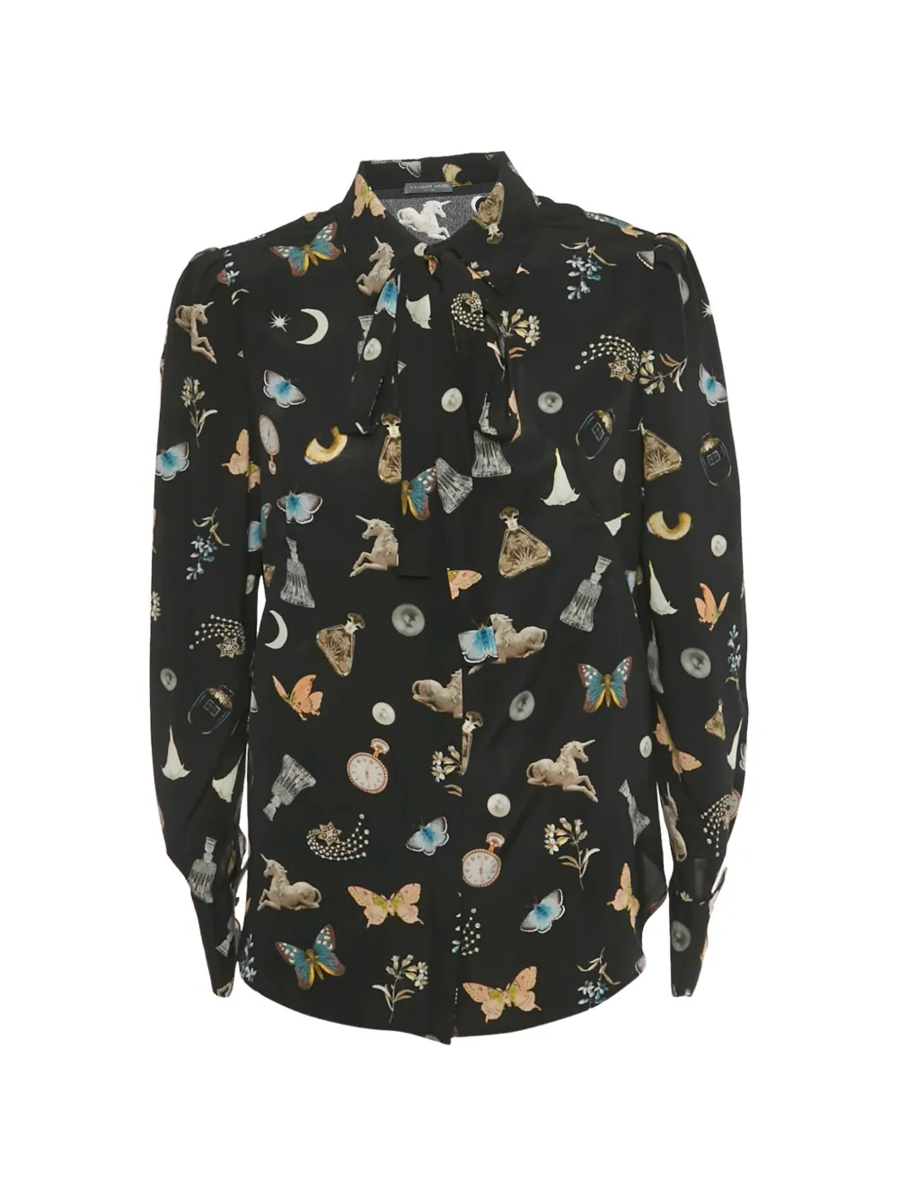 Pre-owned Alexander Mcqueen Silk Printed Blouse In Black