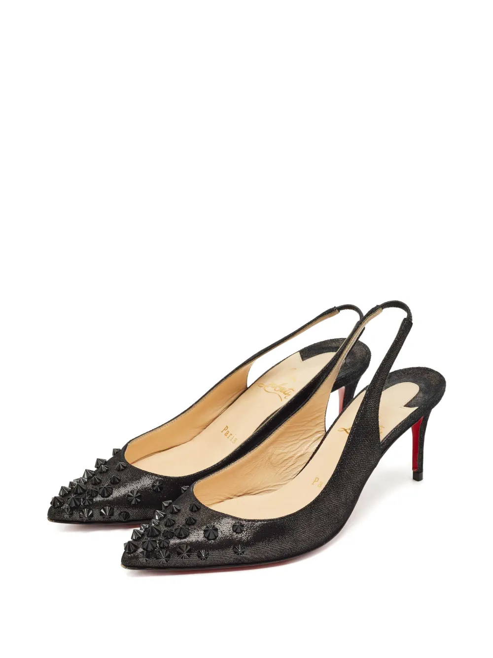 Christian Louboutin Pre-Owned Drama Spikes suede slingback pumps - Zwart