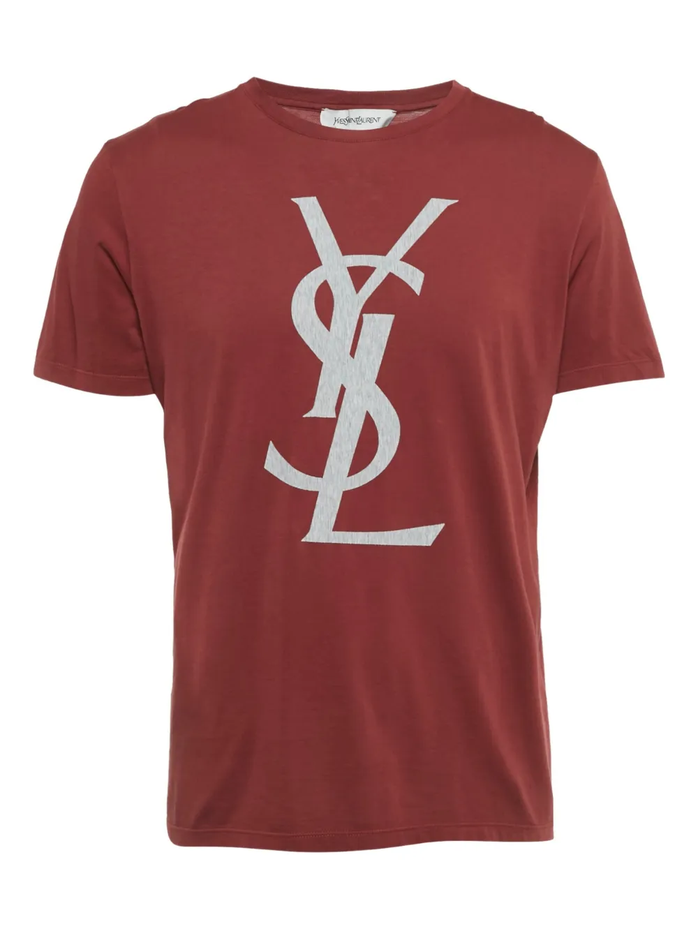 Saint Laurent Pre-Owned logo-patch cotton T-shirt | Red | Image 1