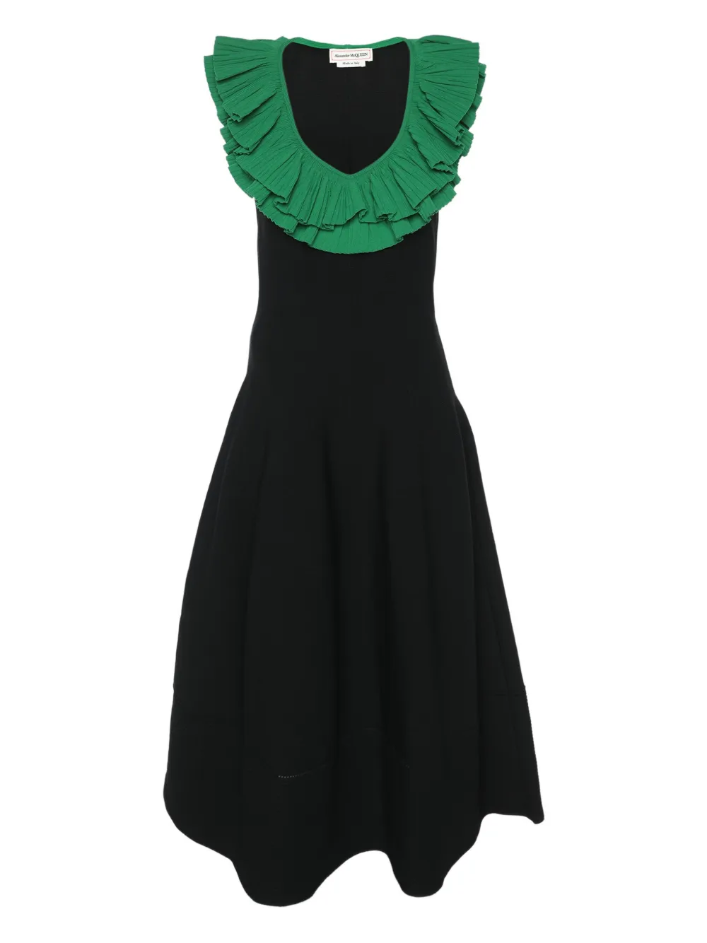 Alexander McQueen Pre-Owned flounced-plunge midi dress - Nero