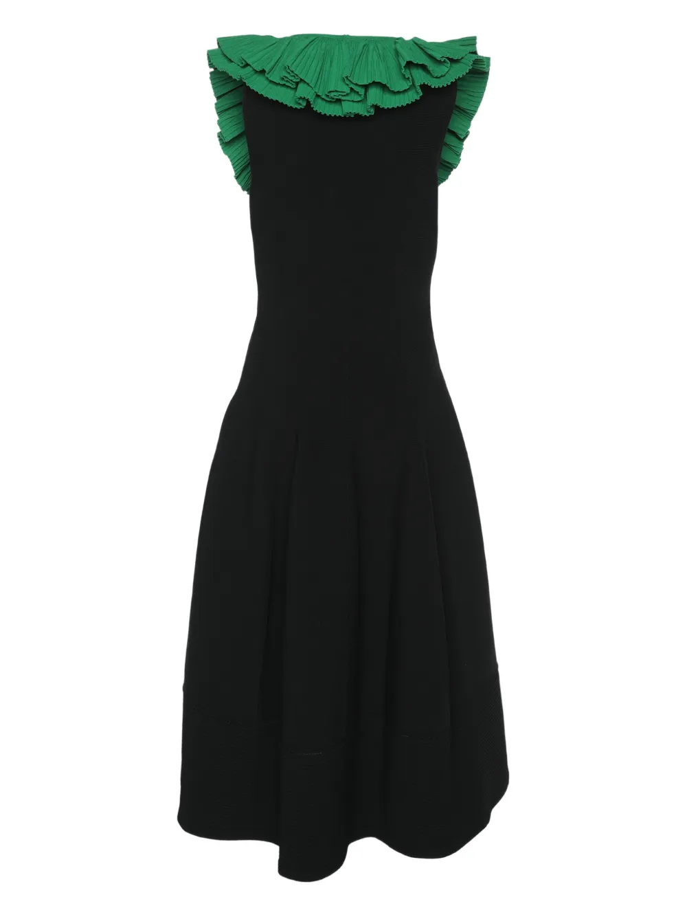 Alexander McQueen Pre-Owned flounced-plunge midi dress - Zwart