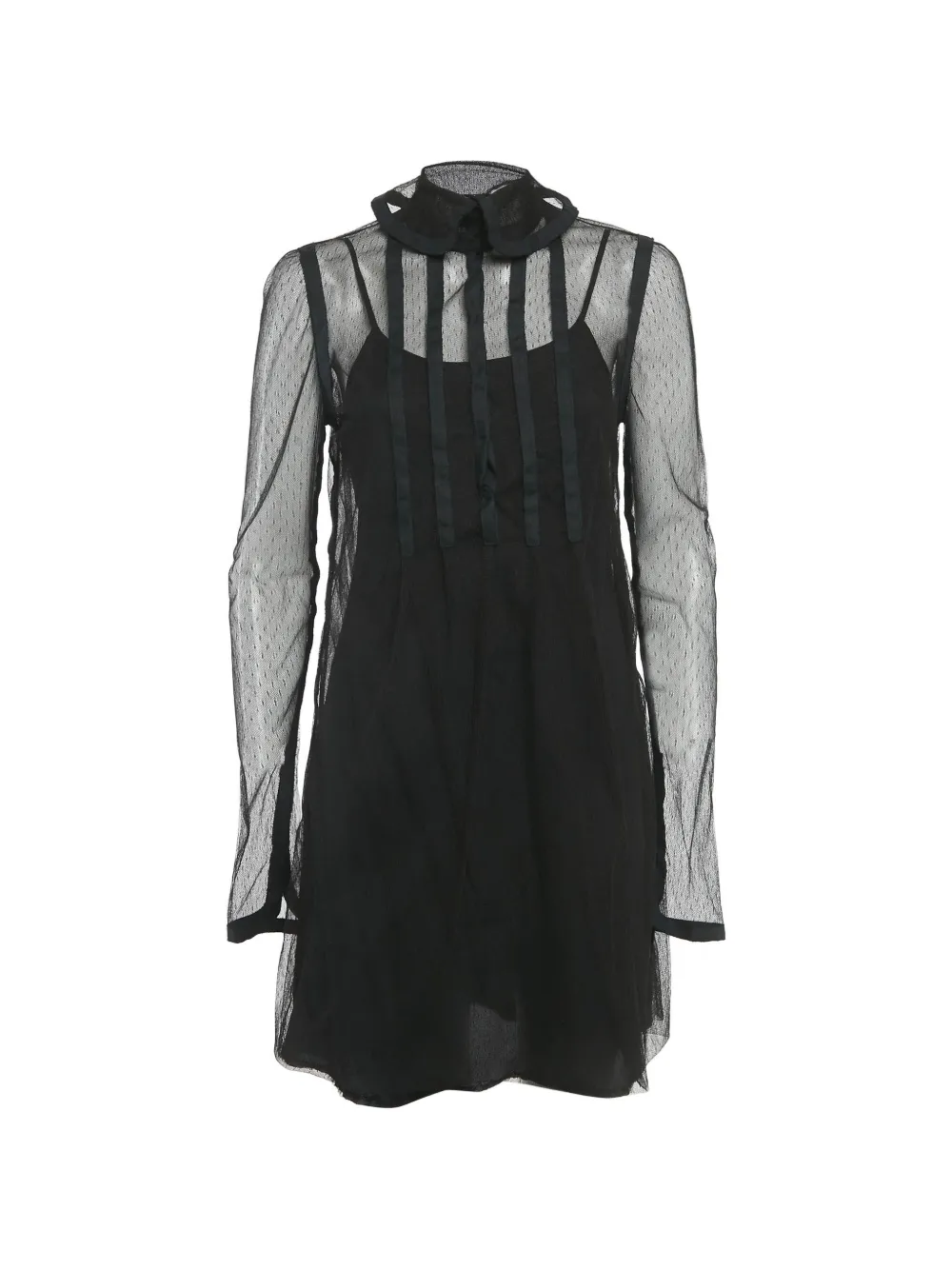 Fendi Pre-Owned Abito corto a maniche lunghe in rete - Nero