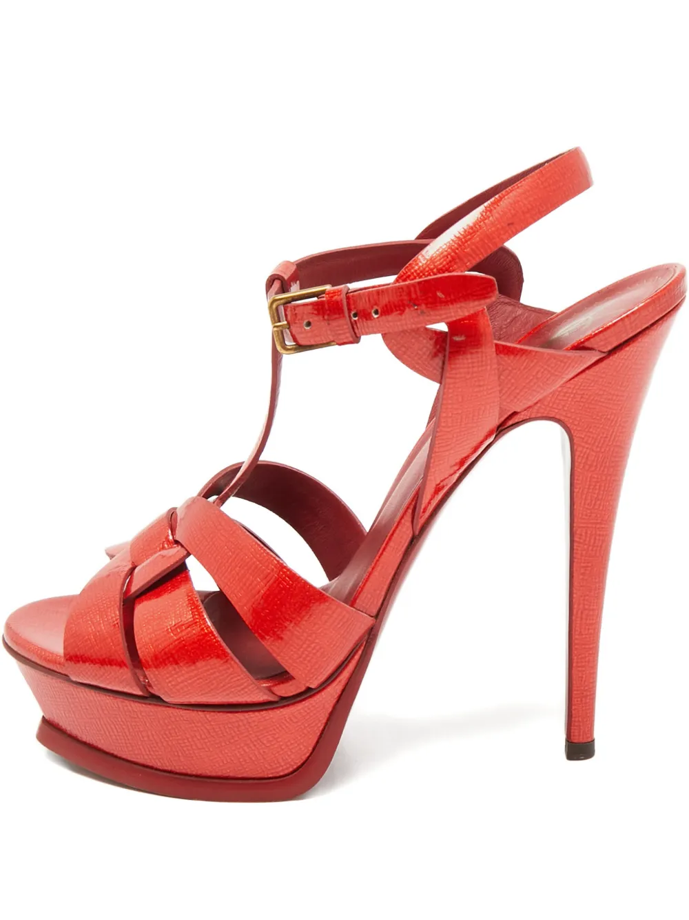 Saint Laurent Pre-Owned 38 tribute woven platform sandals (15 cm) - Rot