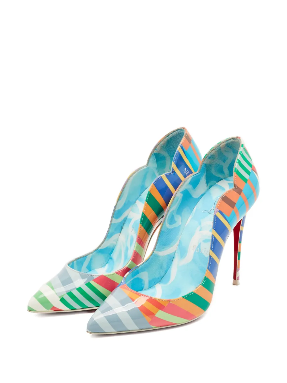 Christian Louboutin Pre-Owned Hot Chick printed leather pumps - Blauw