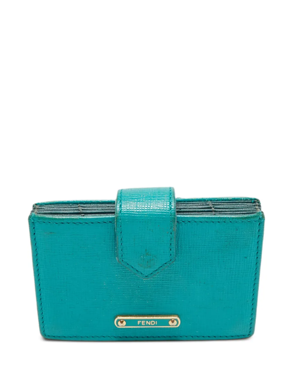 Fendi Pre-Owned textured leather card holder - Verde