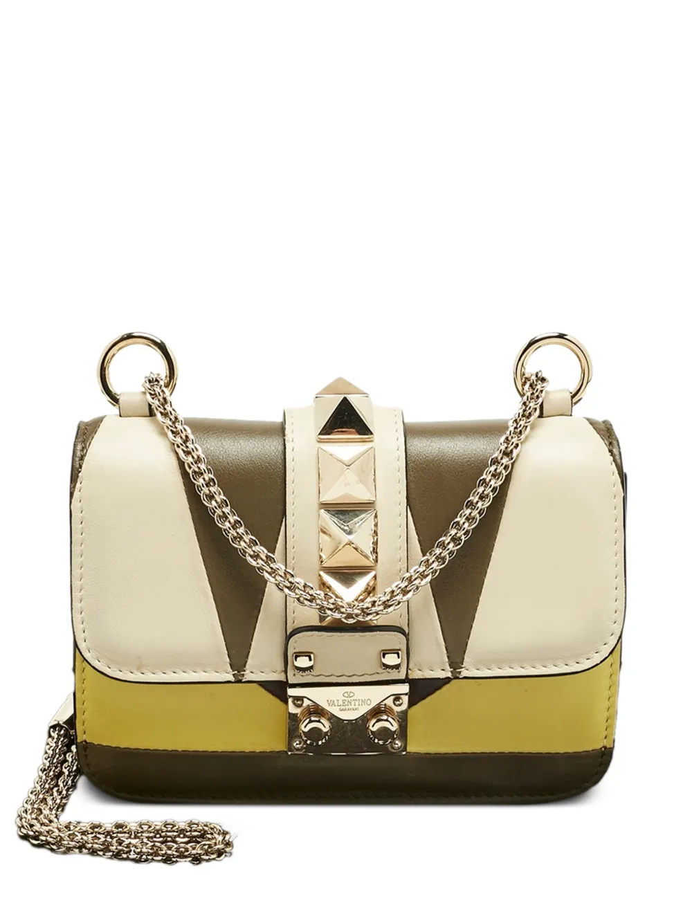 Valentino Garavani Pre-Owned Borsa a tracolla Rockstud con design color-block - Toni neutri