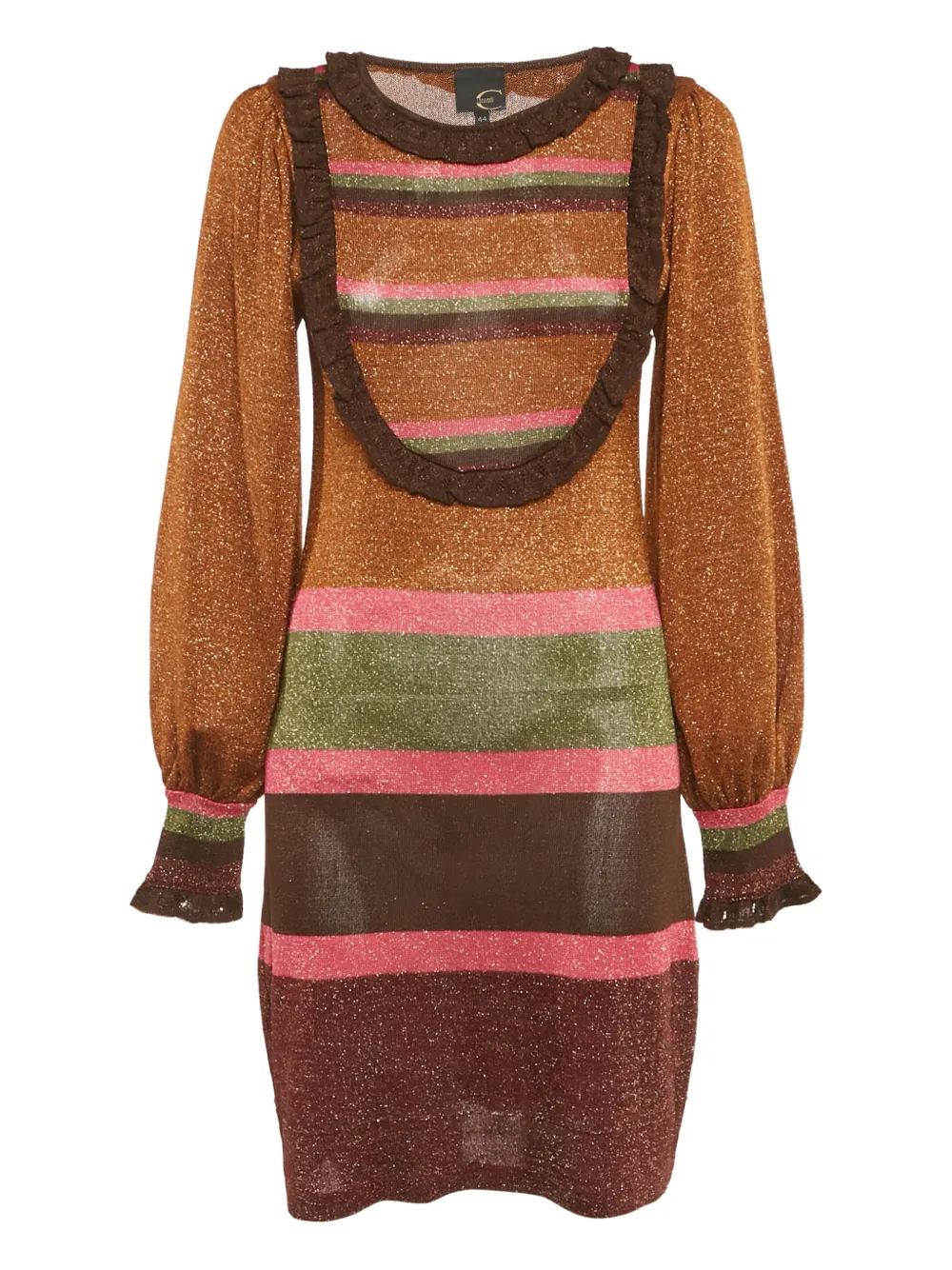 Just Cavalli metallic lurex ruffled mini dress - Marrone