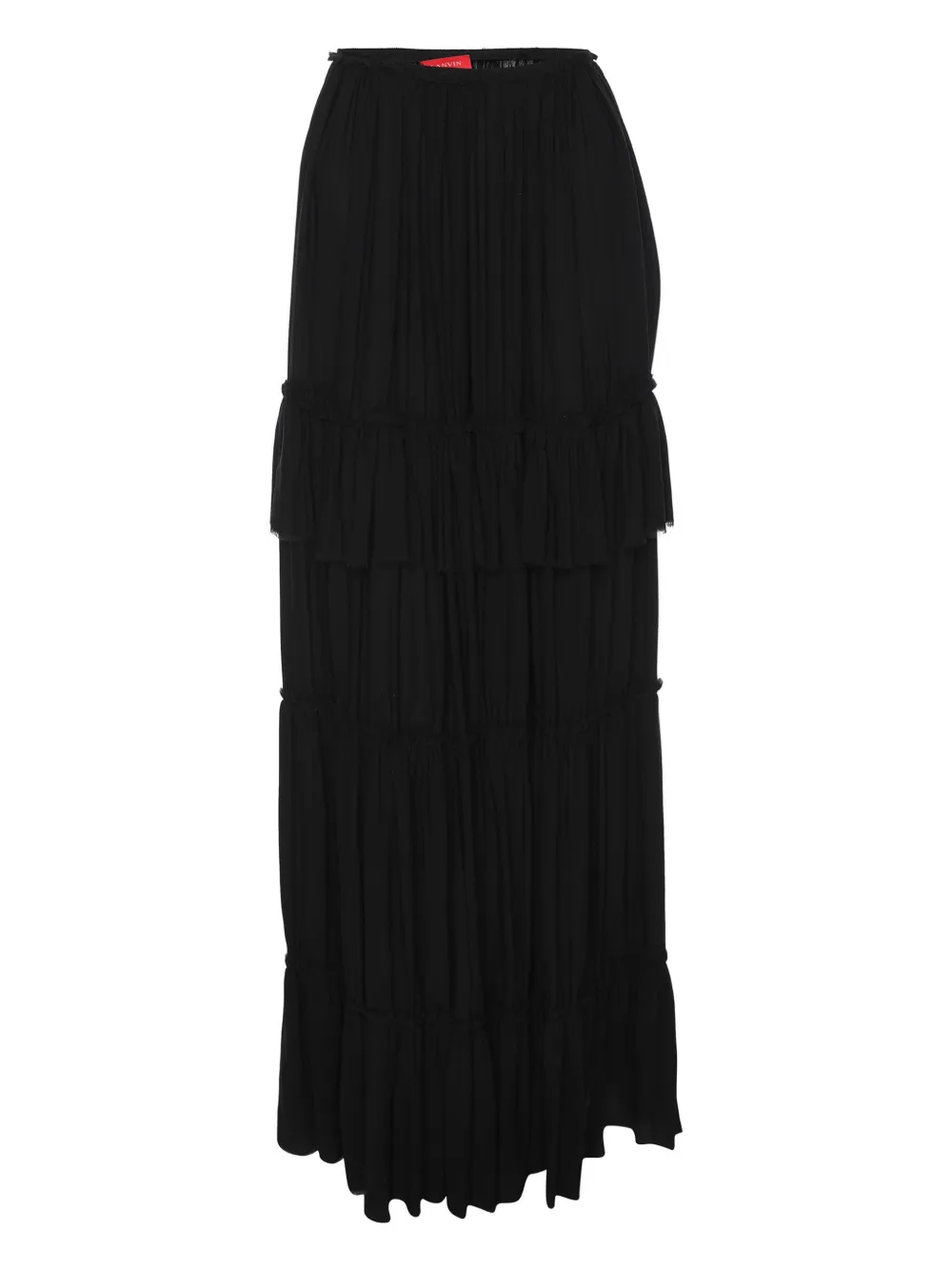 Lanvin Pre-Owned layered ruffled silk maxi skirt - Nero