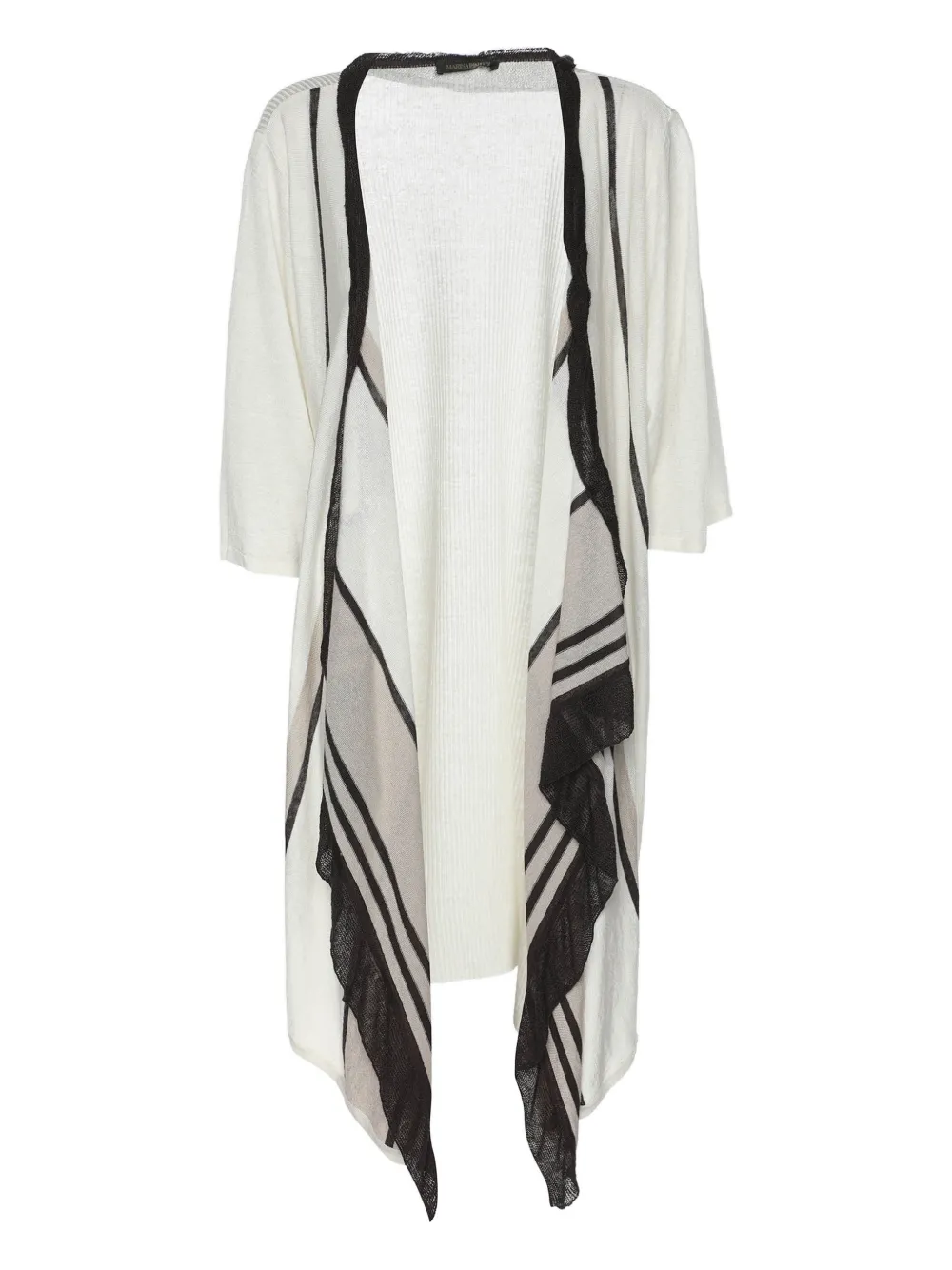 Pre-owned Marina Rinaldi Knit Open-front Cardigan In White