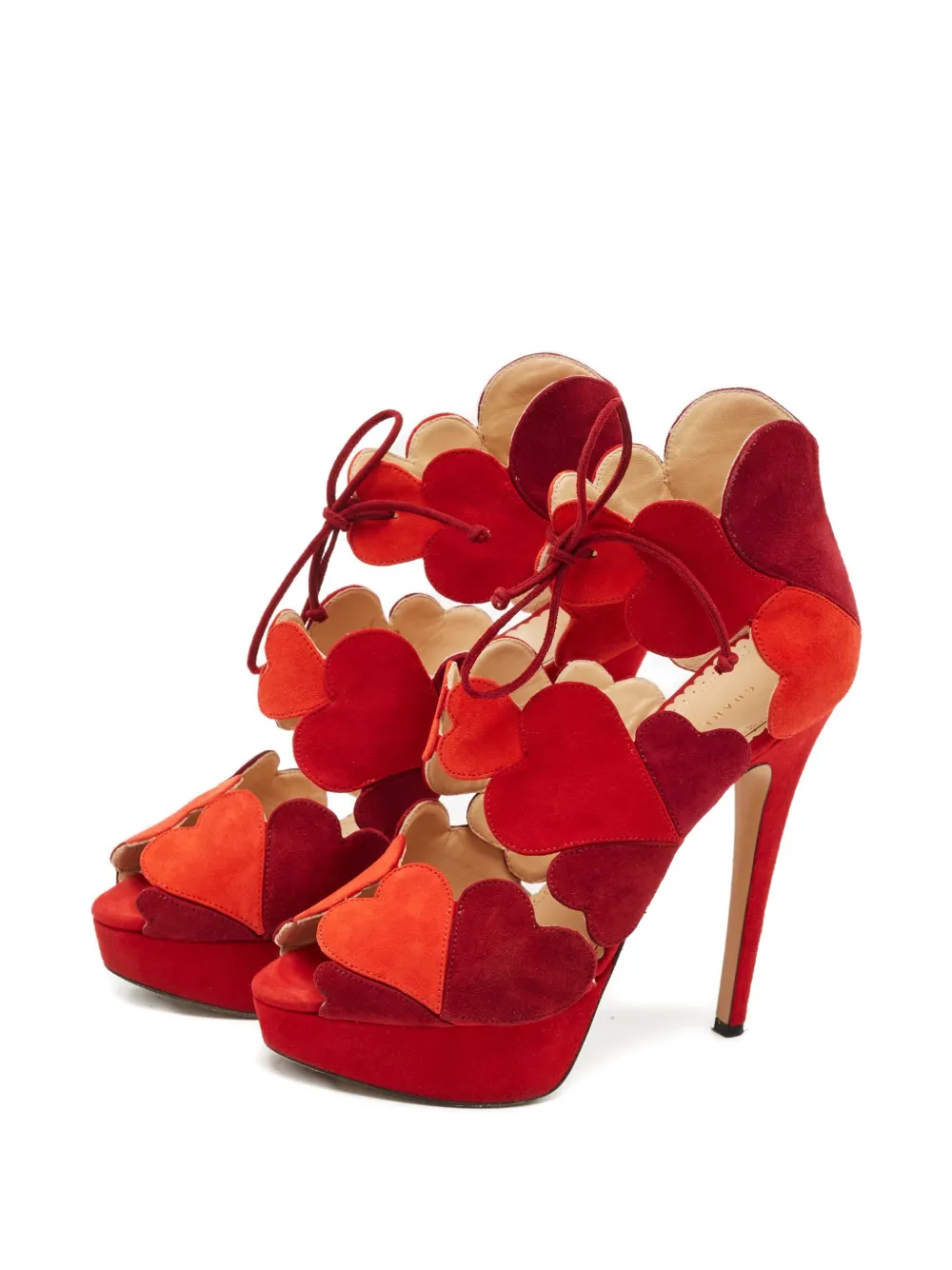 Charlotte Olympia heart-motif suede sandals - Rood