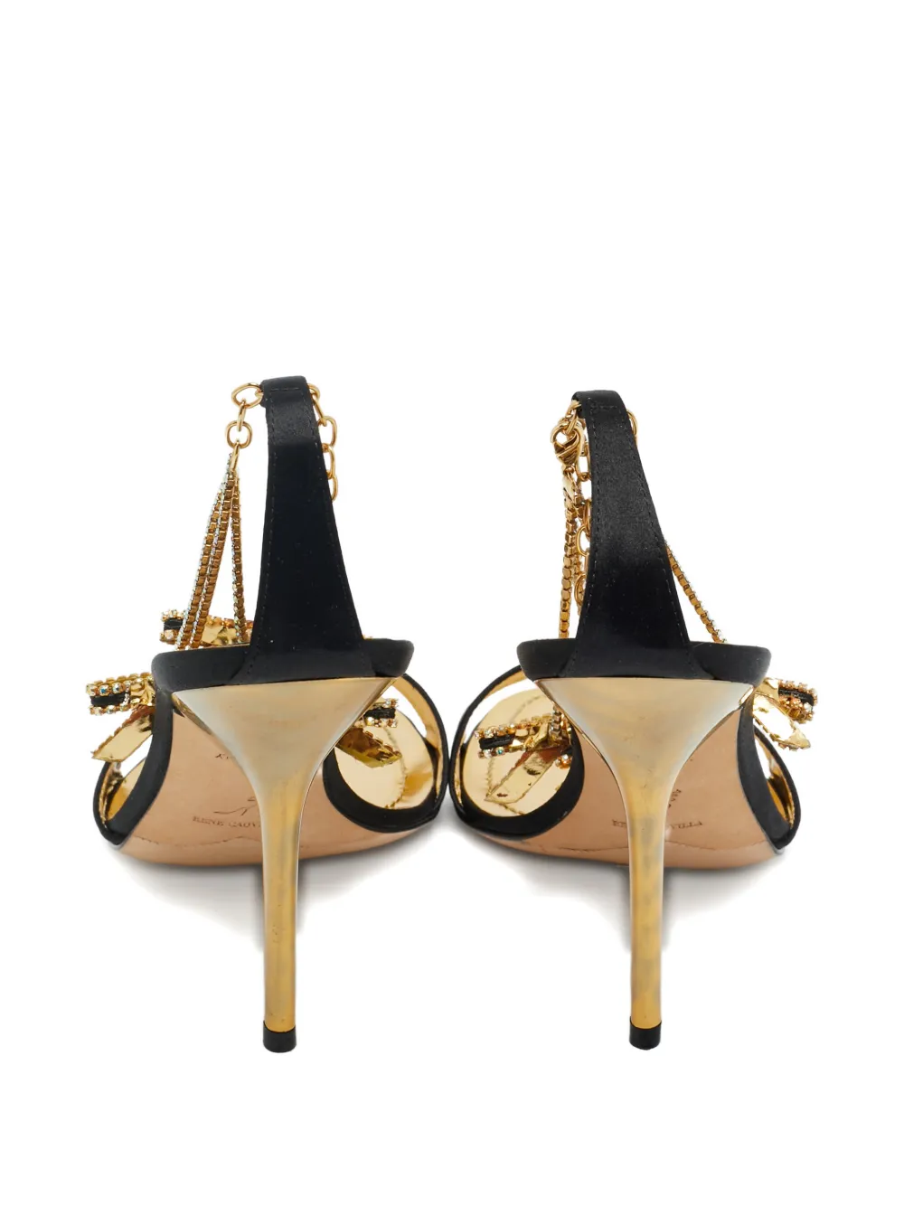 René Caovilla crystal ankle strap sandals 39.5 - Zwart