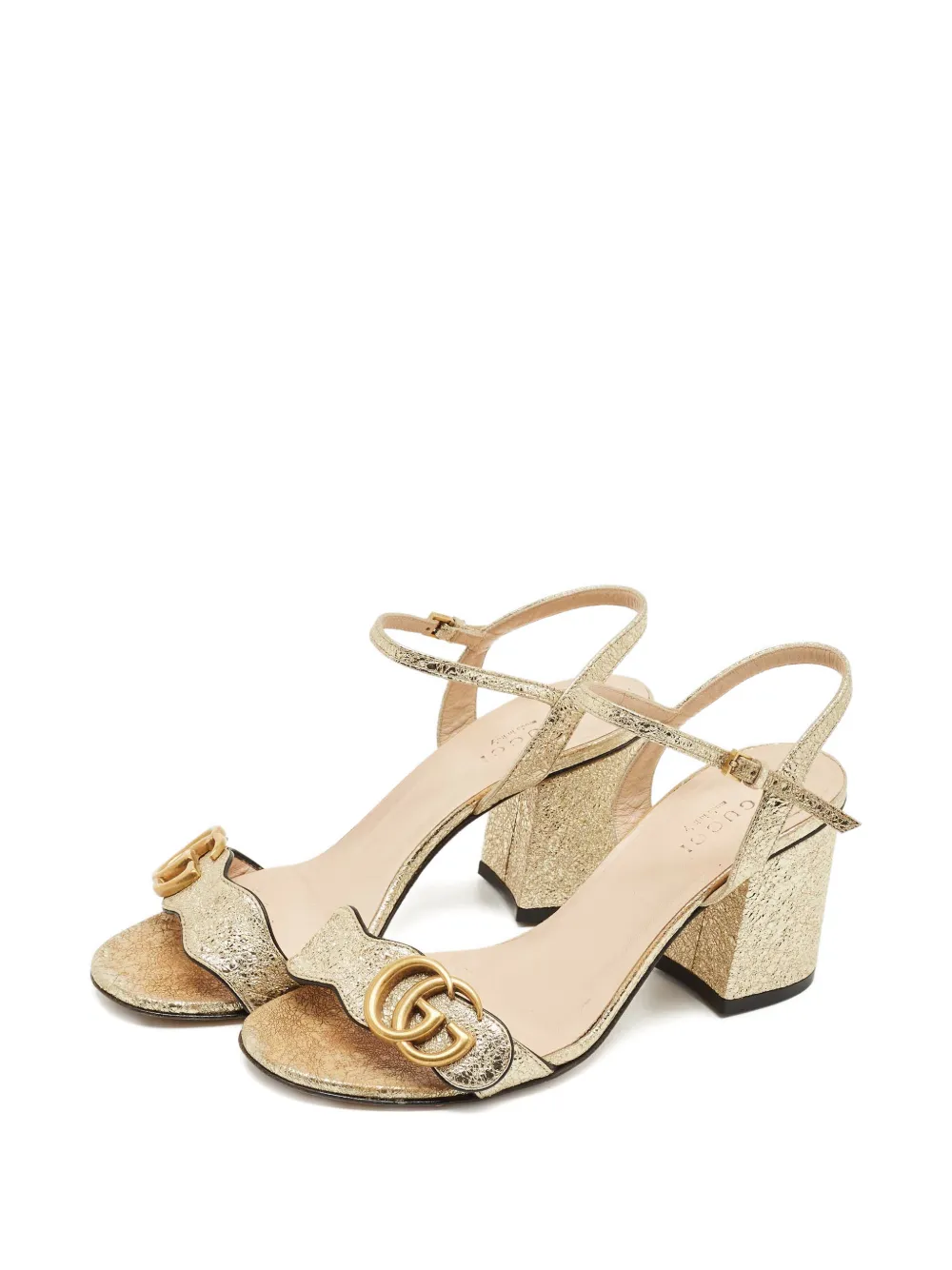 GUCCI Pre-owned Marmont Block-heel Sandals In Gold