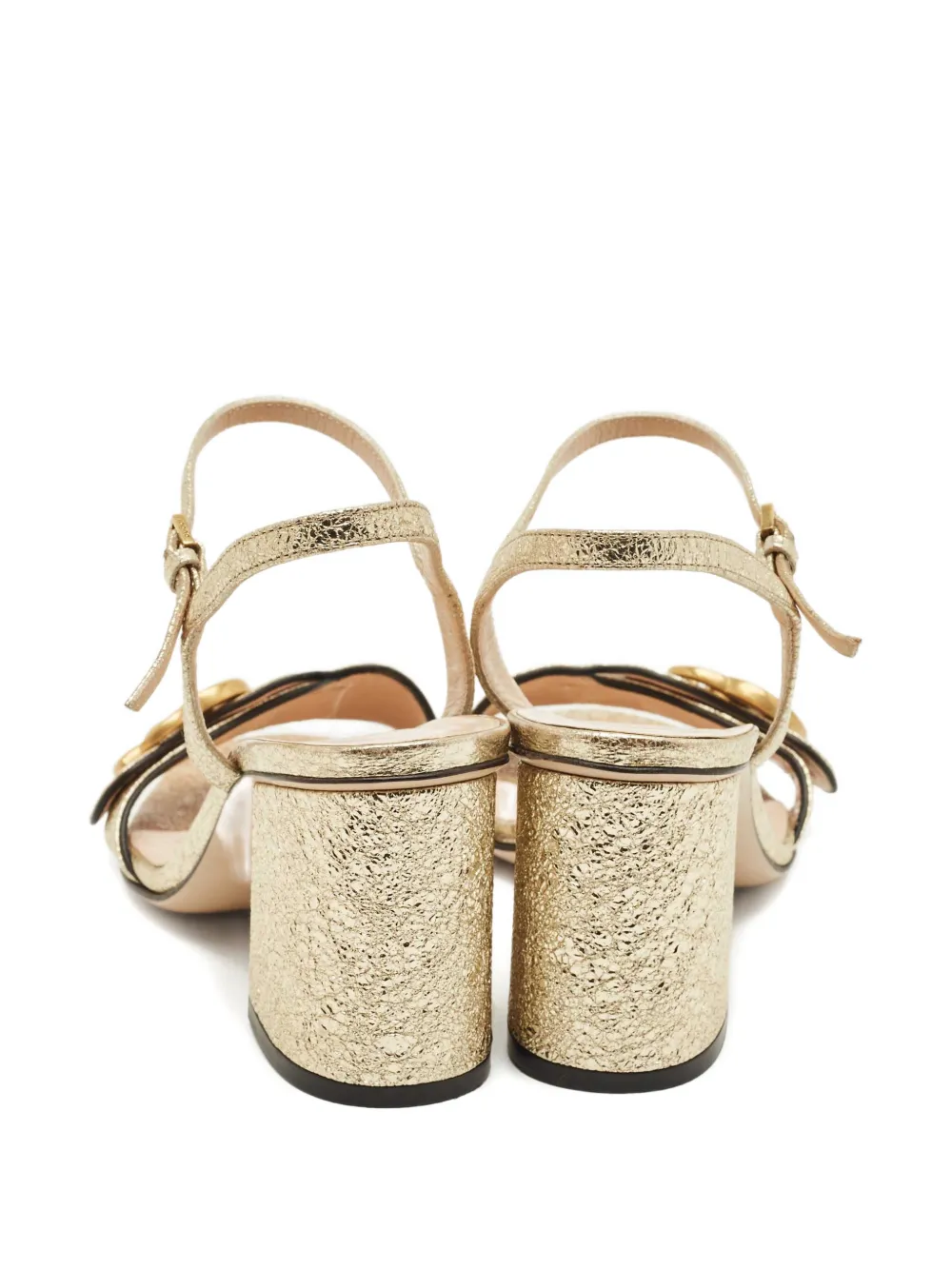 GUCCI Pre-owned Marmont Block-heel Sandals In Gold