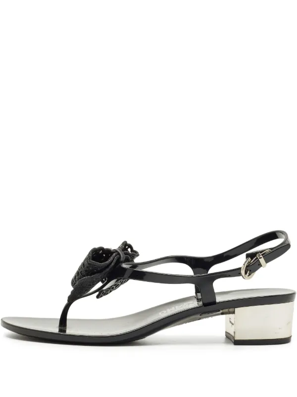 Ferragamo Pre-Owned アンクルストラップ リボン サンダル | ブラック