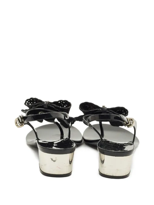 Ferragamo Pre-Owned アンクルストラップ リボン サンダル | ブラック