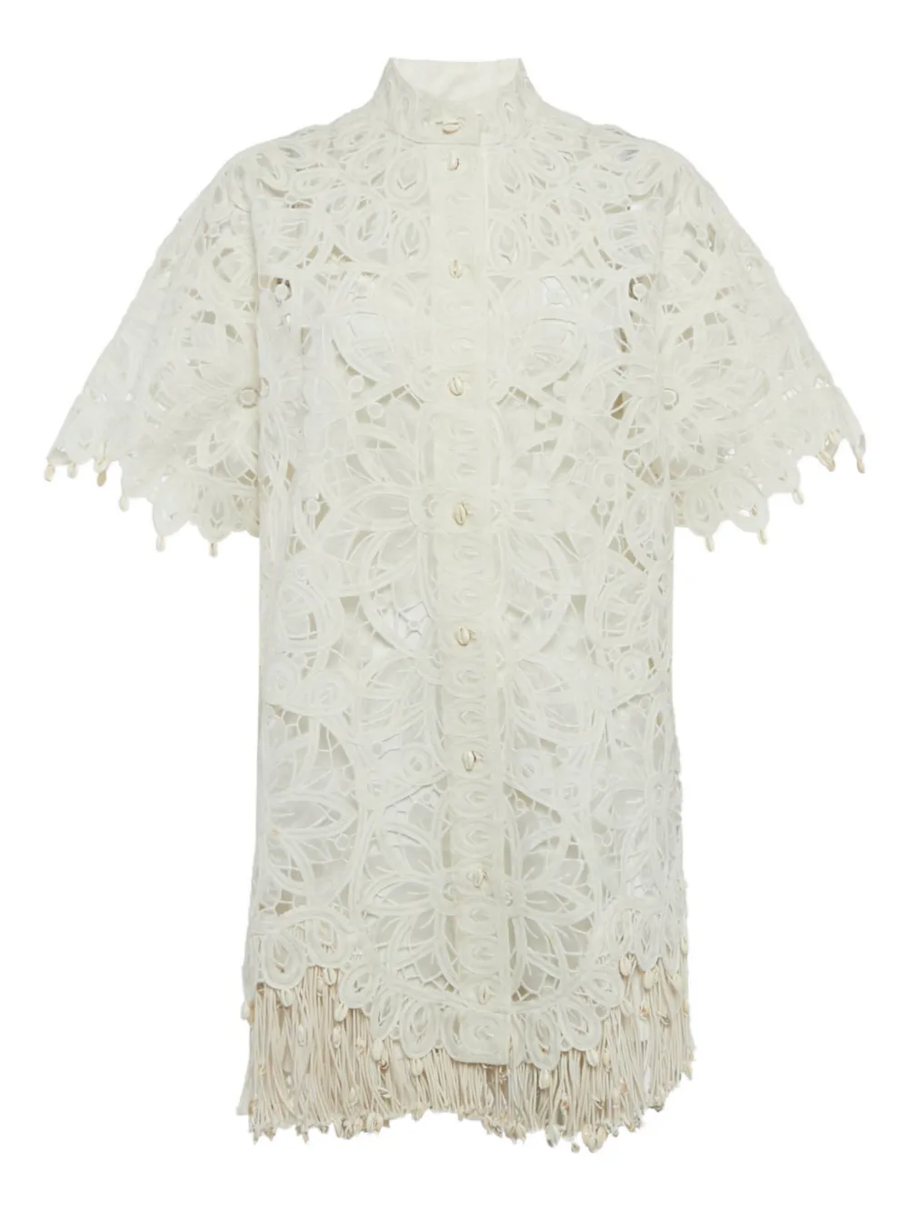Pre-owned Zimmermann Silk Lace Cut-out Mini Dress In Neutral