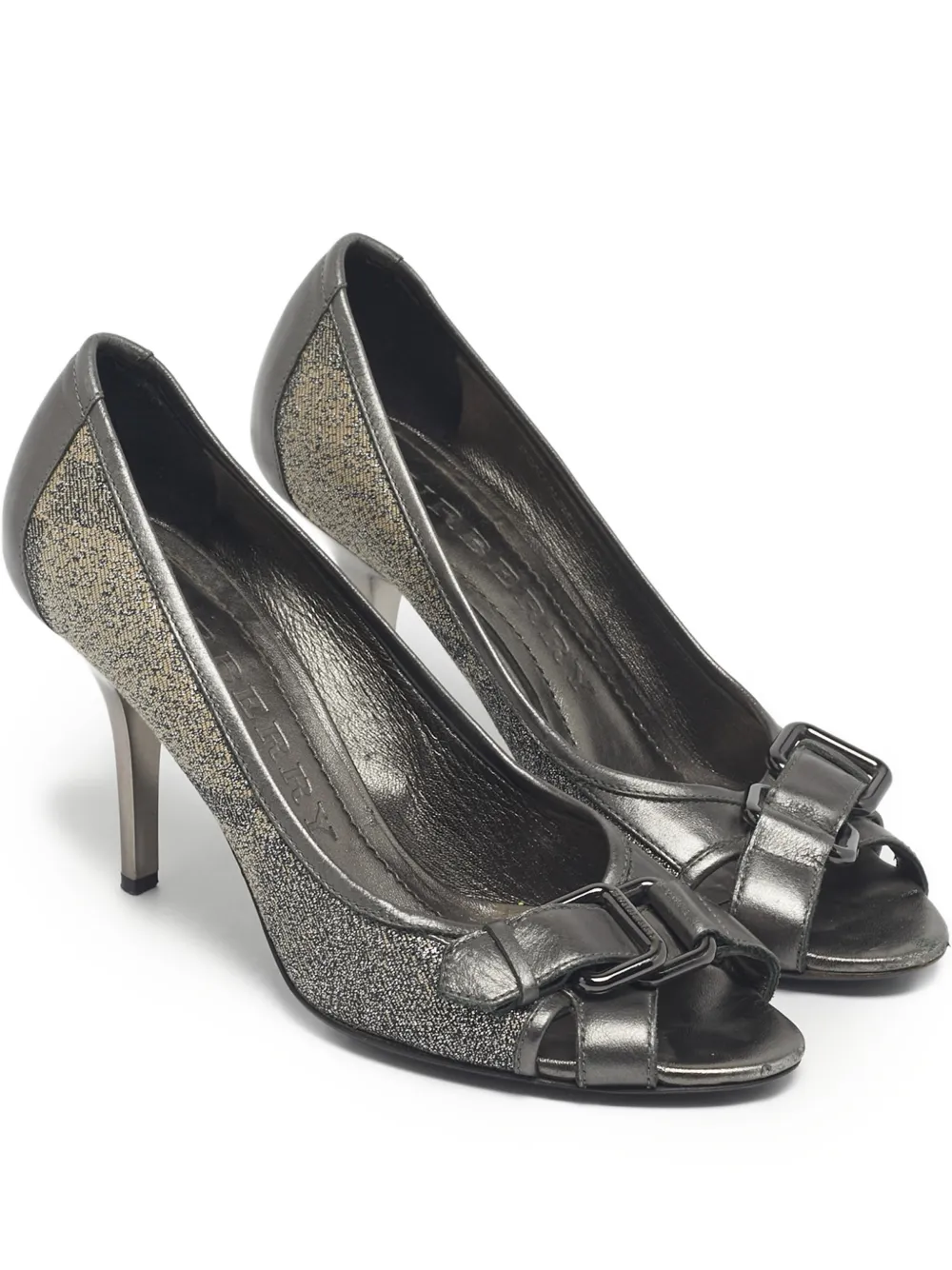 Burberry Pre-Owned peep-toe heeled pumps - Grigio