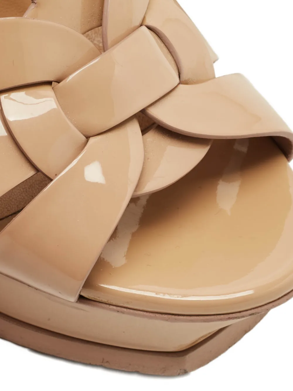 Pre-owned Saint Laurent Tribute Platform Heels In Neutral