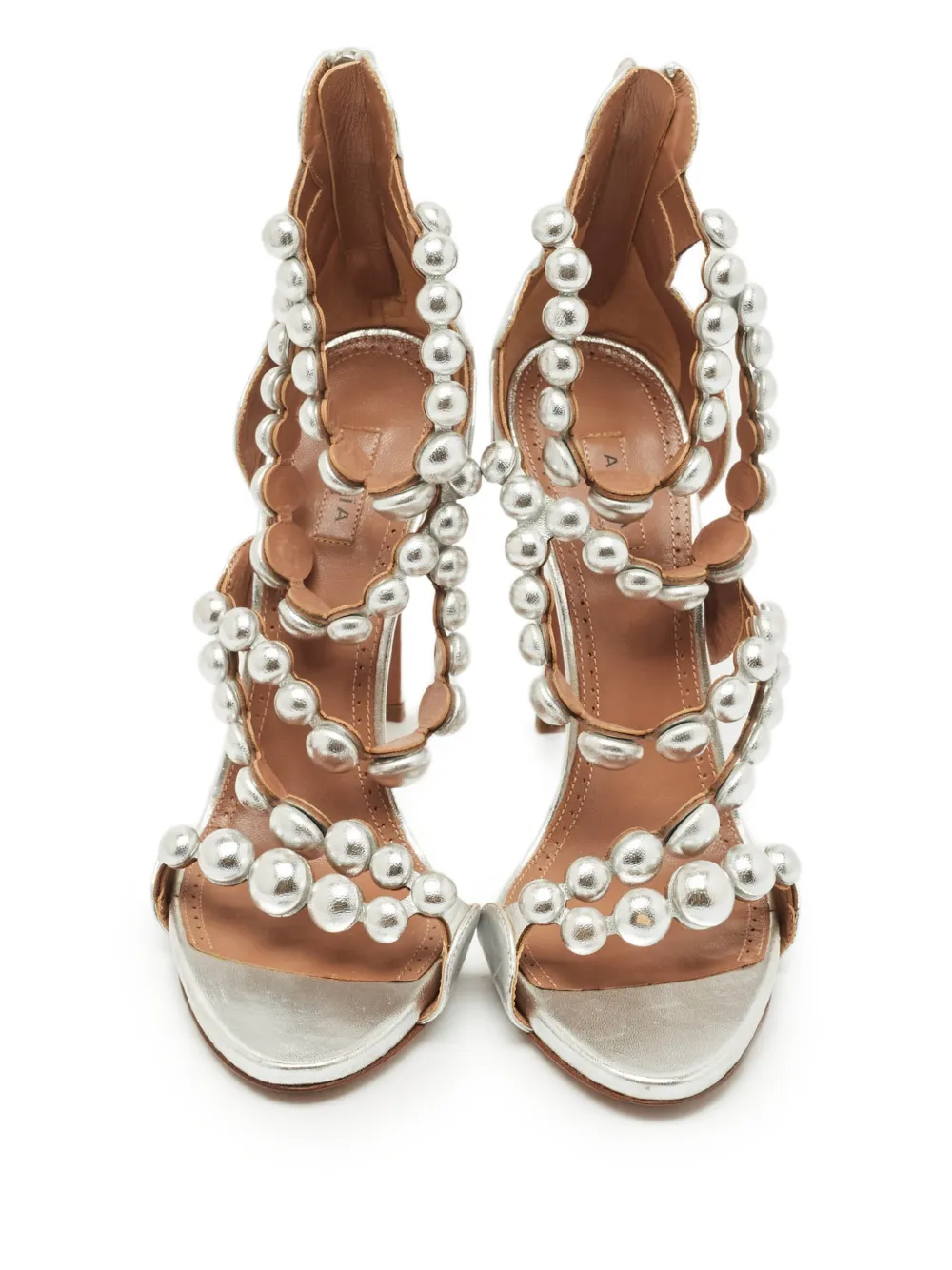 Alaïa Pre-Owned Bombe strappy leather sandals - Silber