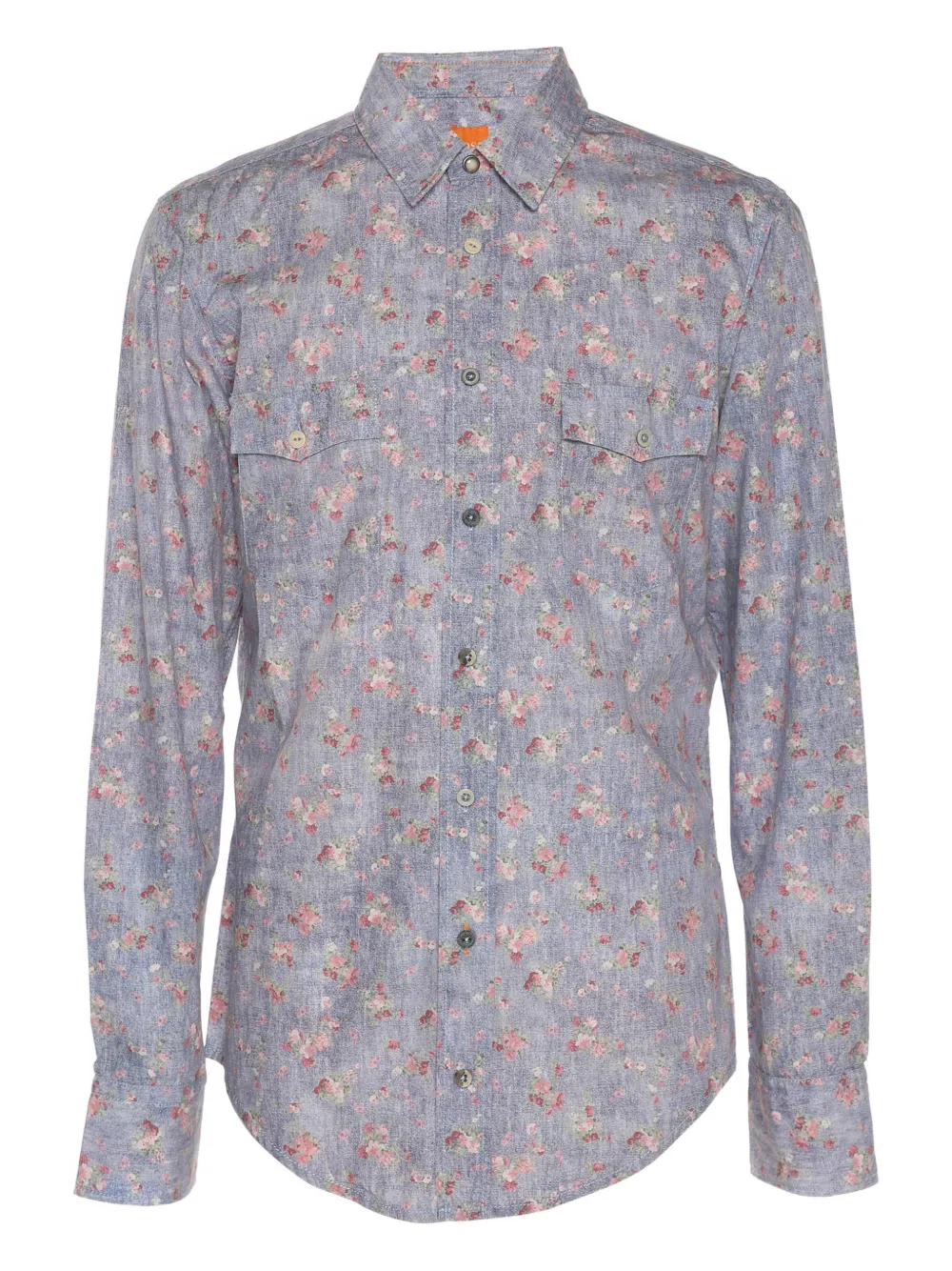 Pre-owned Hugo Boss Floral-print Long-sleeve Shirt In Blue