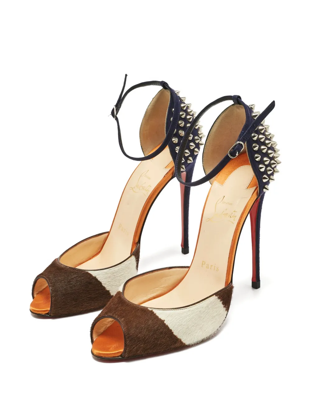 Christian Louboutin Pre-Owned spiked calf hair sandals - Bruin