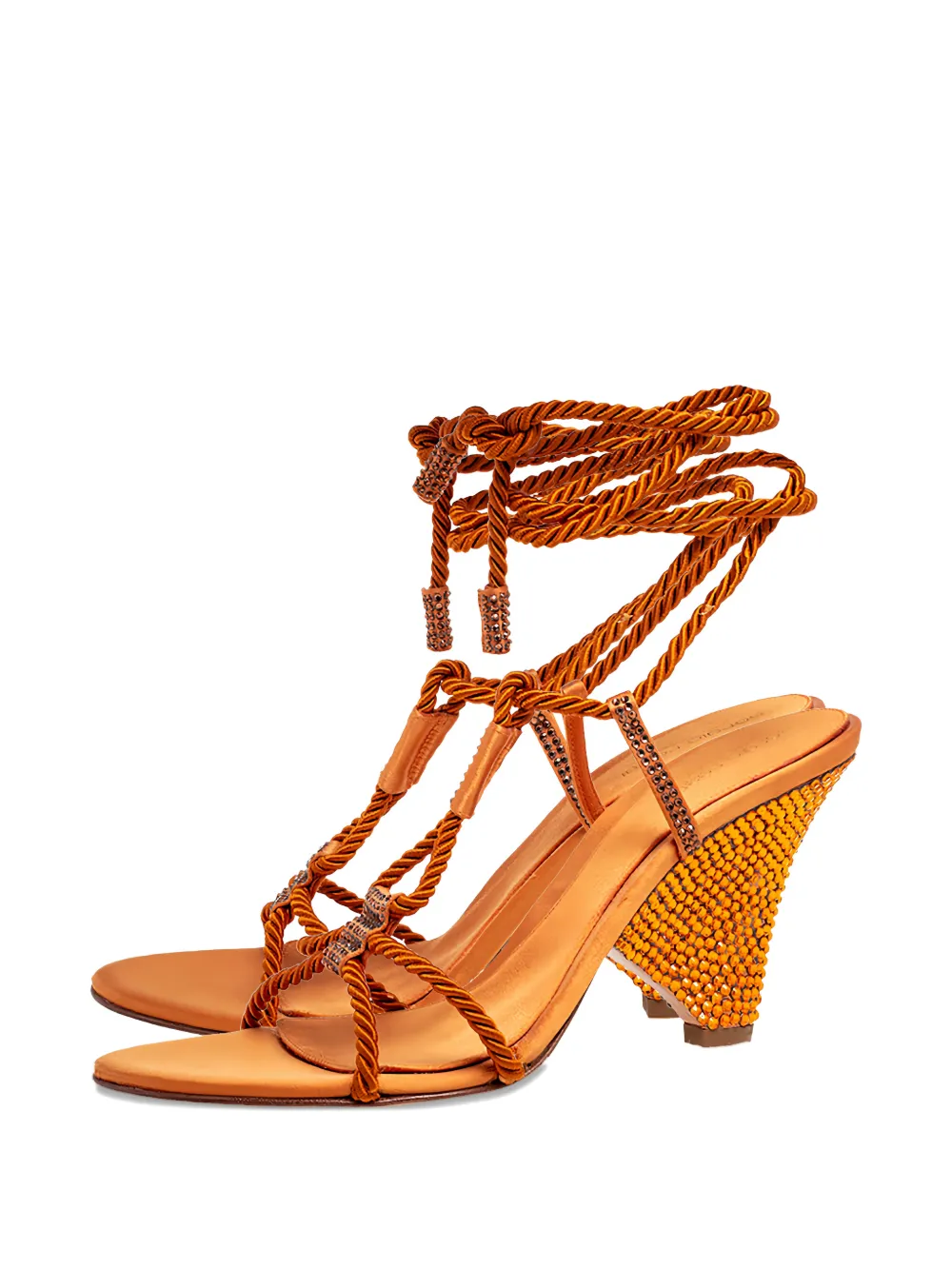 Sergio Rossi rope-detail ankle-wrap sandals - Oranje