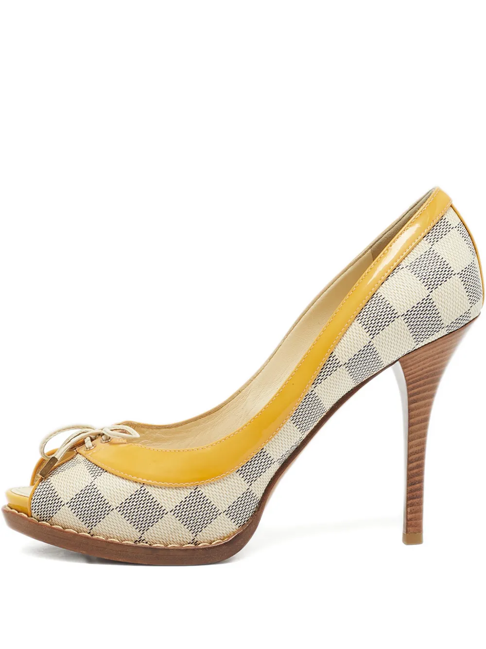 Louis Vuitton Pre-Owned peep-toe lace-up heeled pumps - Nude