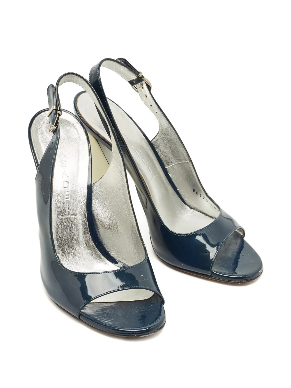 Casadei patent-leather slingback sandals - Blauw