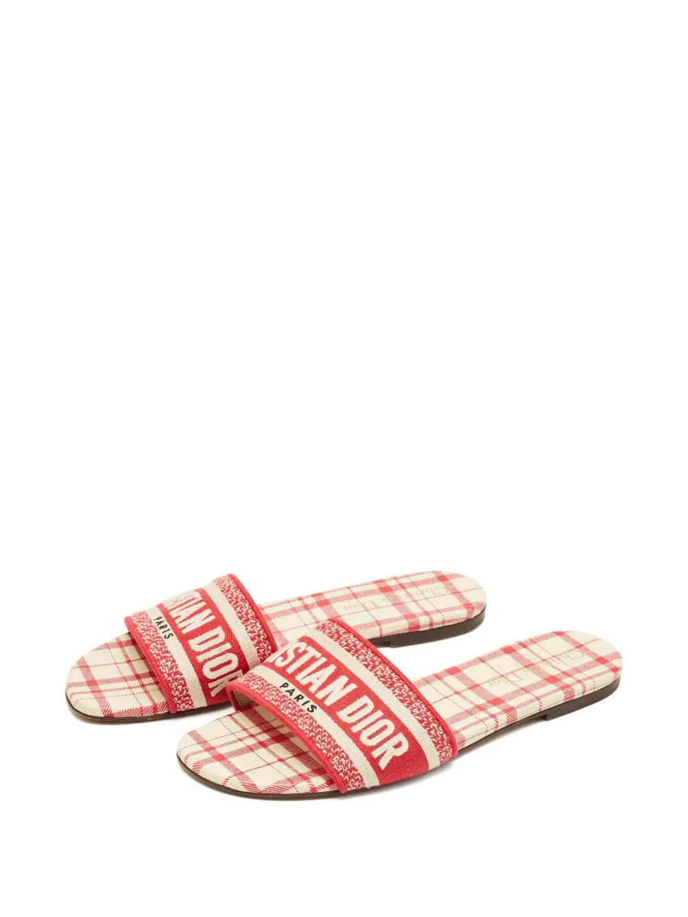 Christian Dior Pre-Owned canvas embroidered slides - Rood