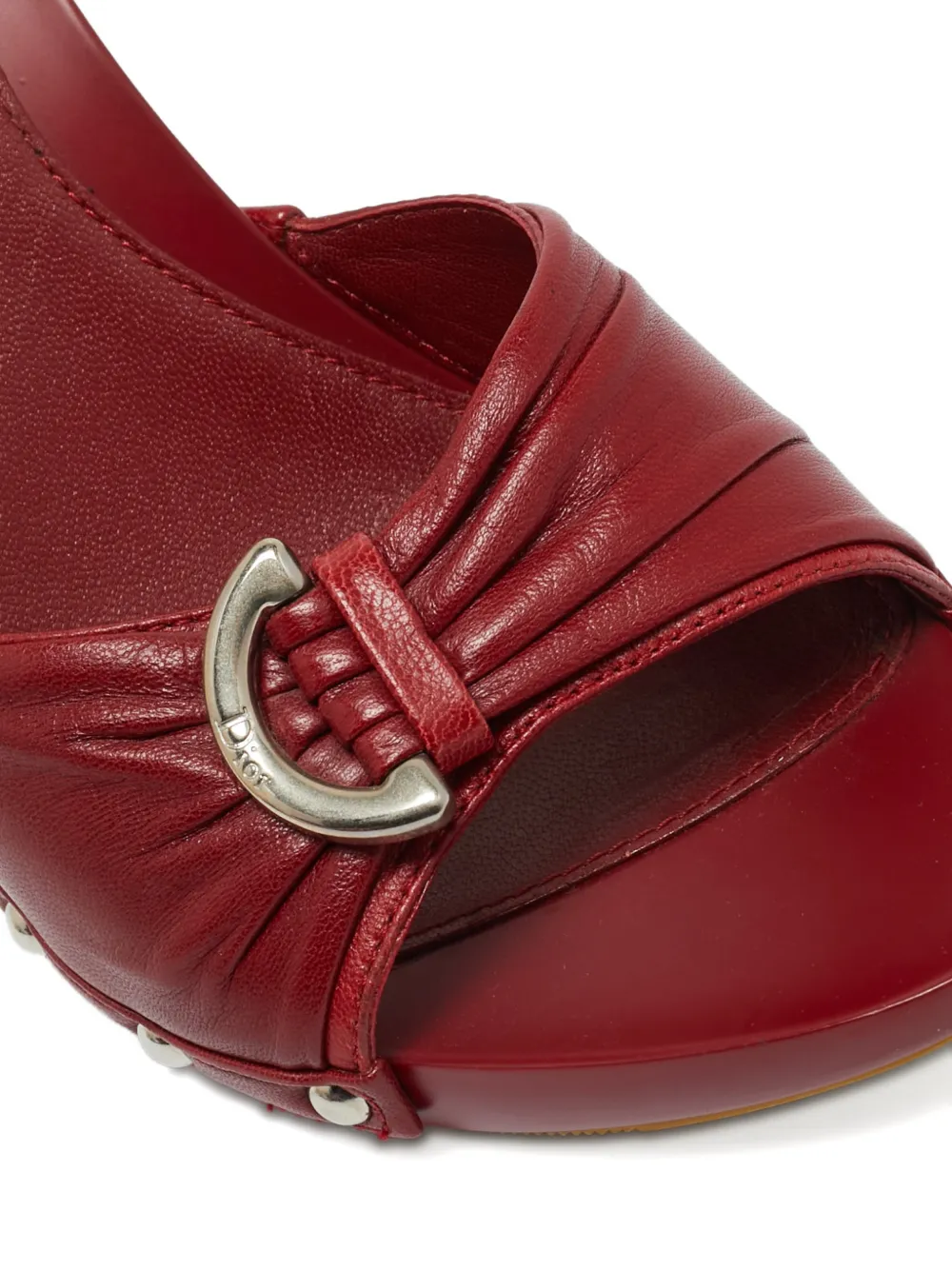 Christian Dior Pre-Owned studded leather slide sandals - Rood