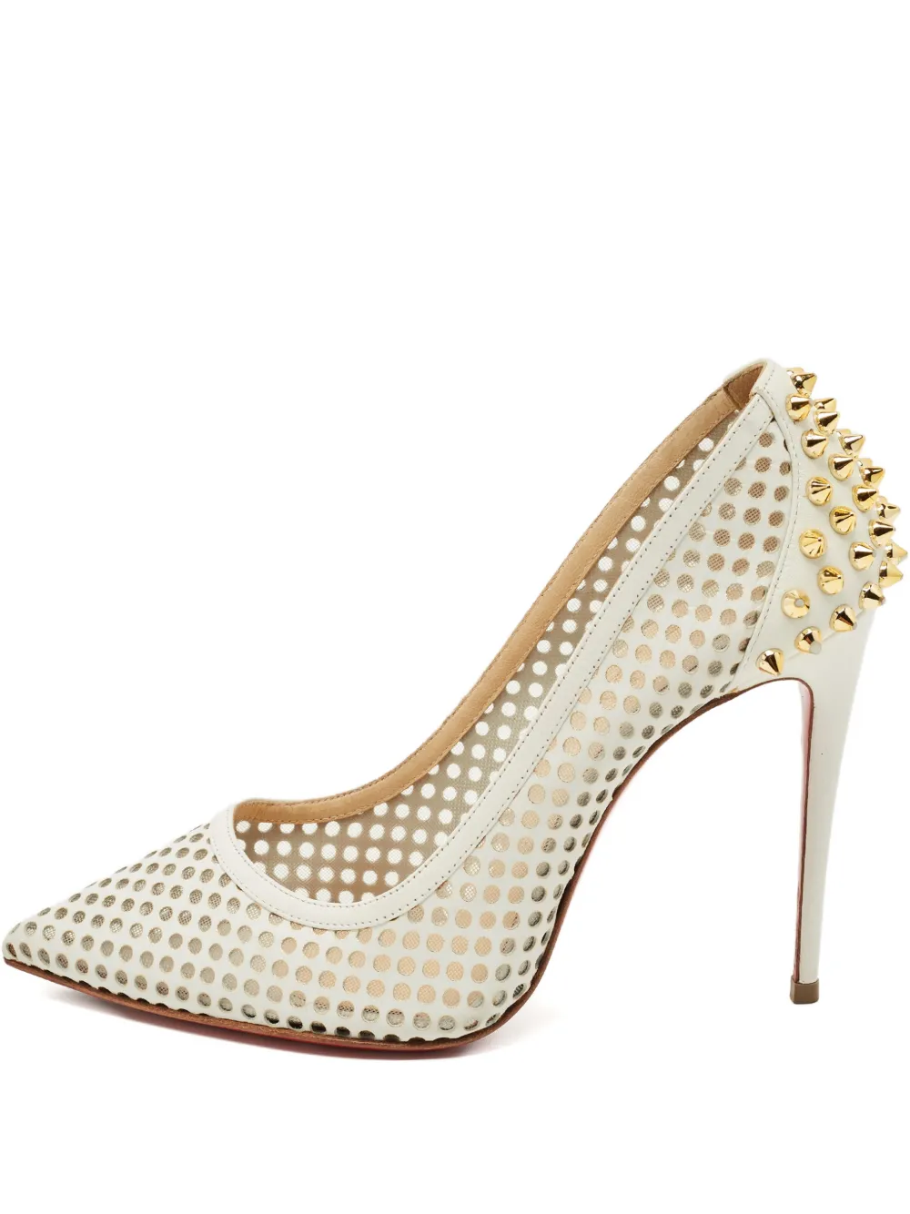 Christian Louboutin Pre-Owned Guni mesh spiked pumps - Bianco