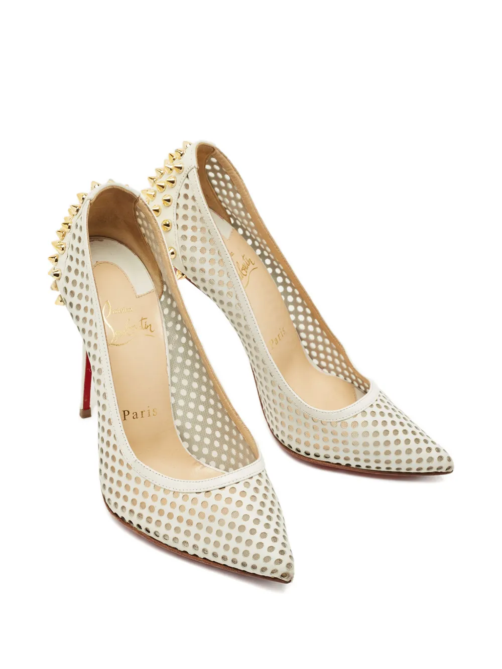 Christian Louboutin Pre-Owned Guni mesh spiked pumps - Wit