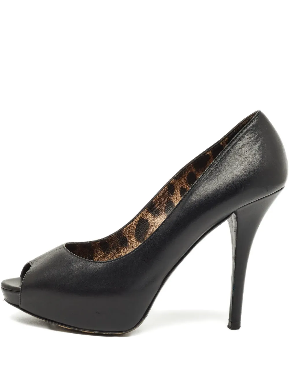 Pre-owned Dolce & Gabbana Leather Platform Pump In Black