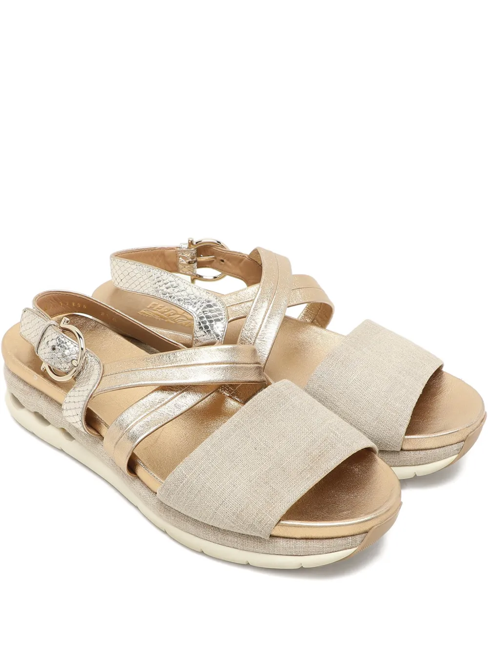 Pre-owned Ferragamo Strap Platform Sandals In Neutral