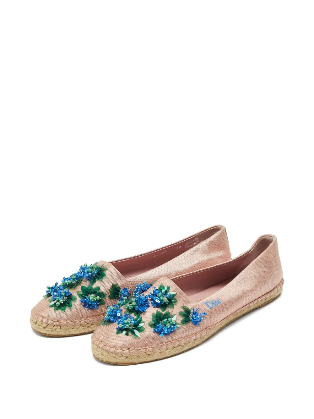 Christian Dior Pre-Owned floral-appliqué espadrilles - Roze