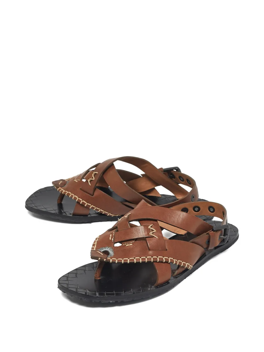 Bottega Veneta Pre-Owned strappy leather sandals - Bruin