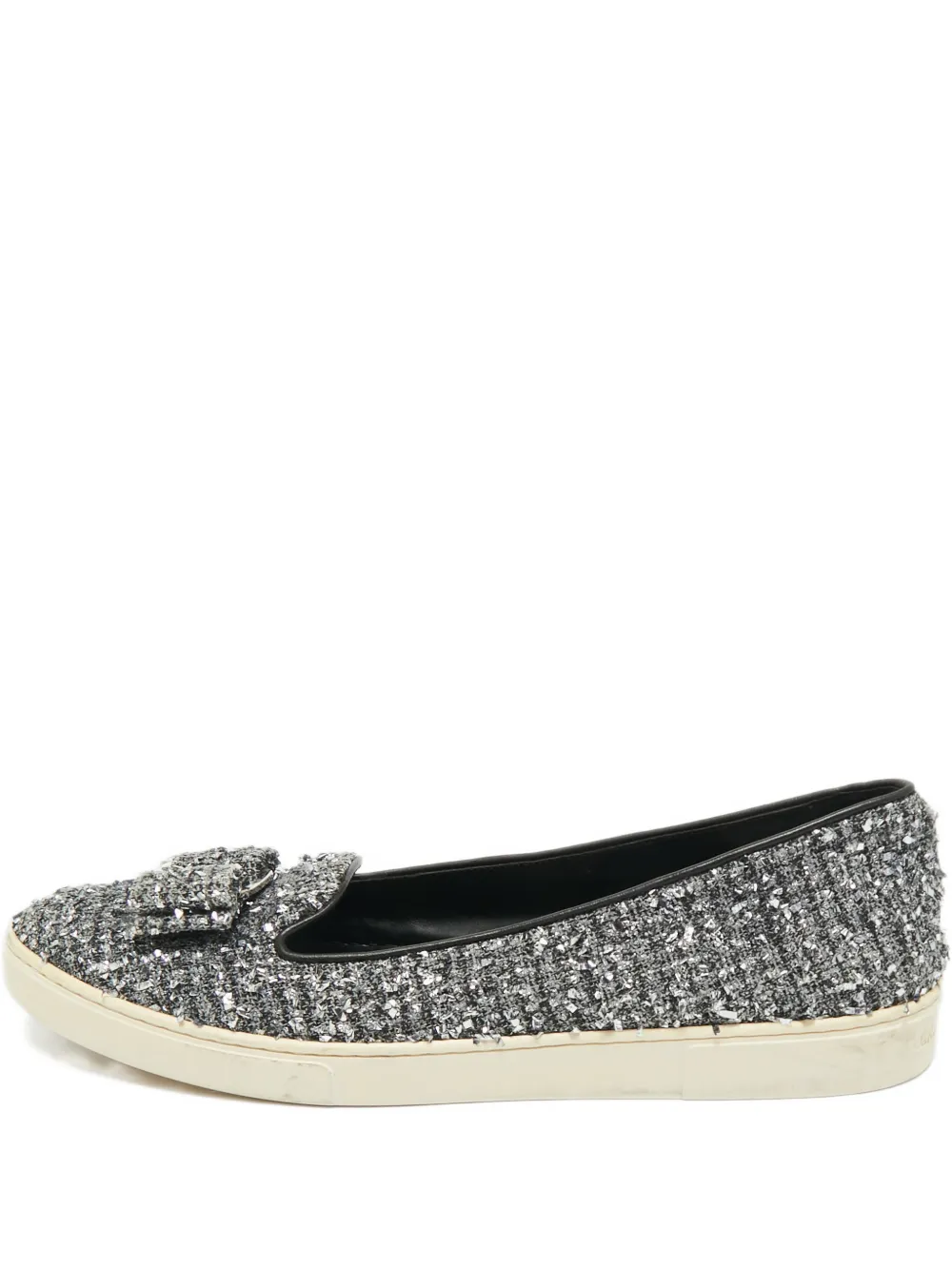 Ferragamo Pre-Owned bow tweed sneakers - Grau