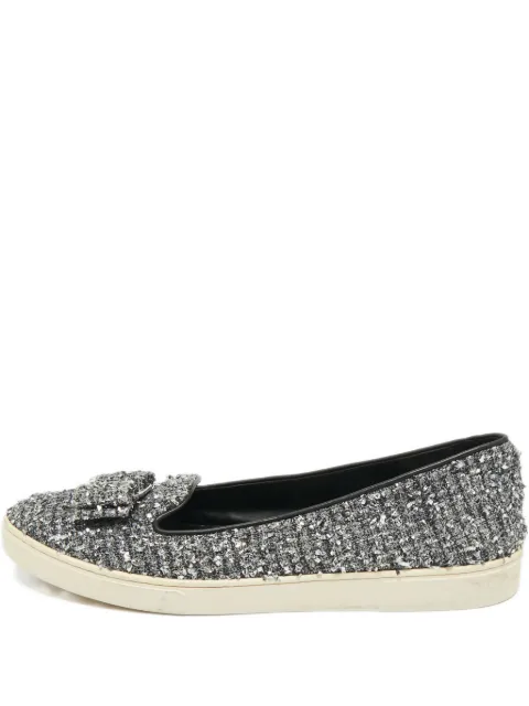 Ferragamo Pre-Owned bow tweed sneakers