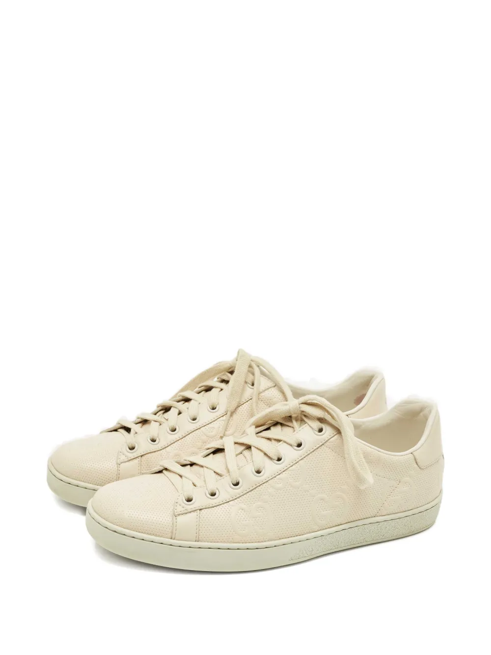 Gucci Pre-Owned Ace perforated leather lace-up sneakers - Beige