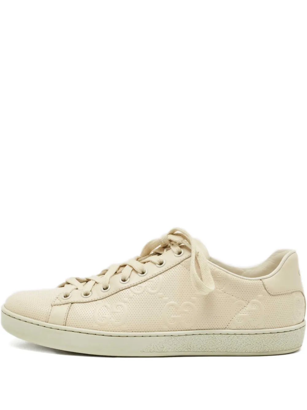 Gucci Pre-Owned Ace perforated leather lace-up sneakers - Toni neutri