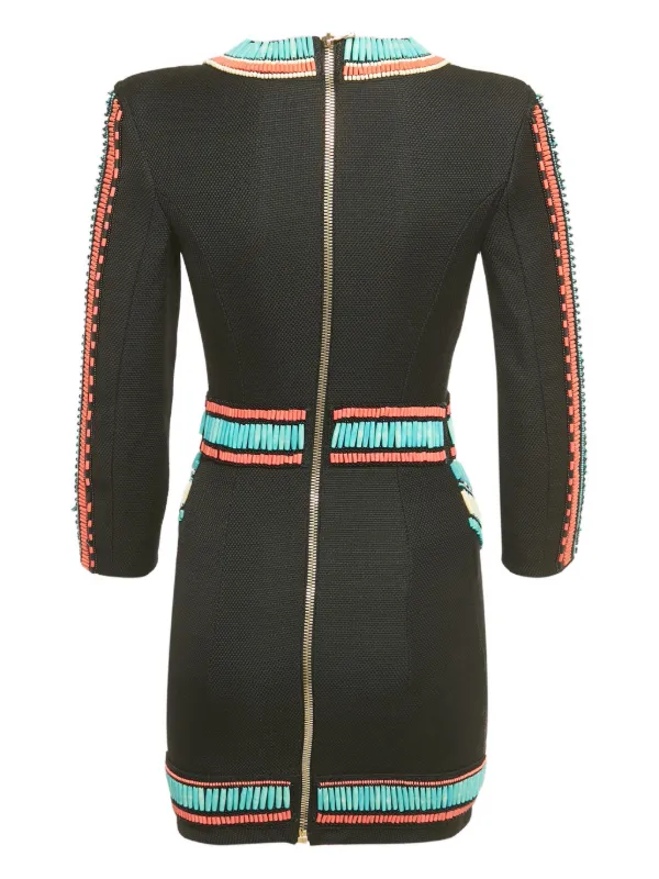 balmain beaded mini dress Balmain Pre-Owned Beaded Mini Dress | Black