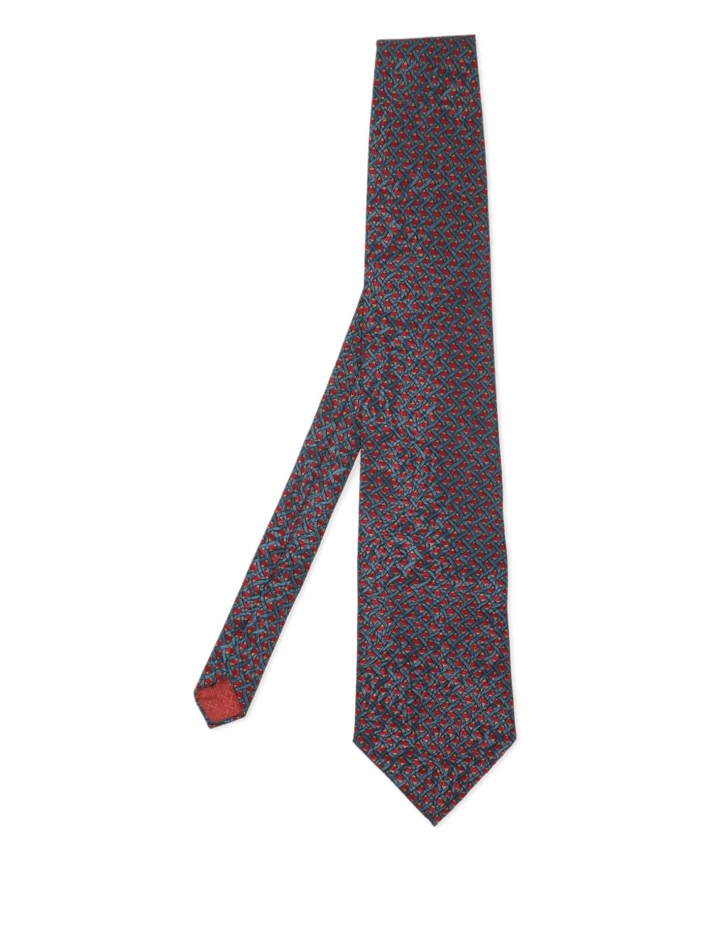 Pre-owned Dior Geometric-print Silk Tie In Blue