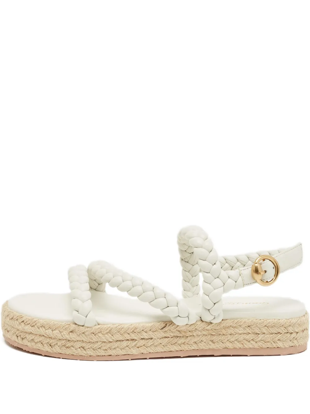 Pre-owned Gianvito Rossi Braided Leather Platform Espadrilles In White