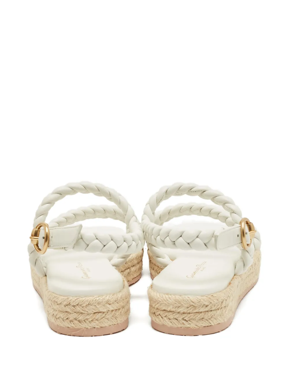 Pre-owned Gianvito Rossi Braided Leather Platform Espadrilles In White