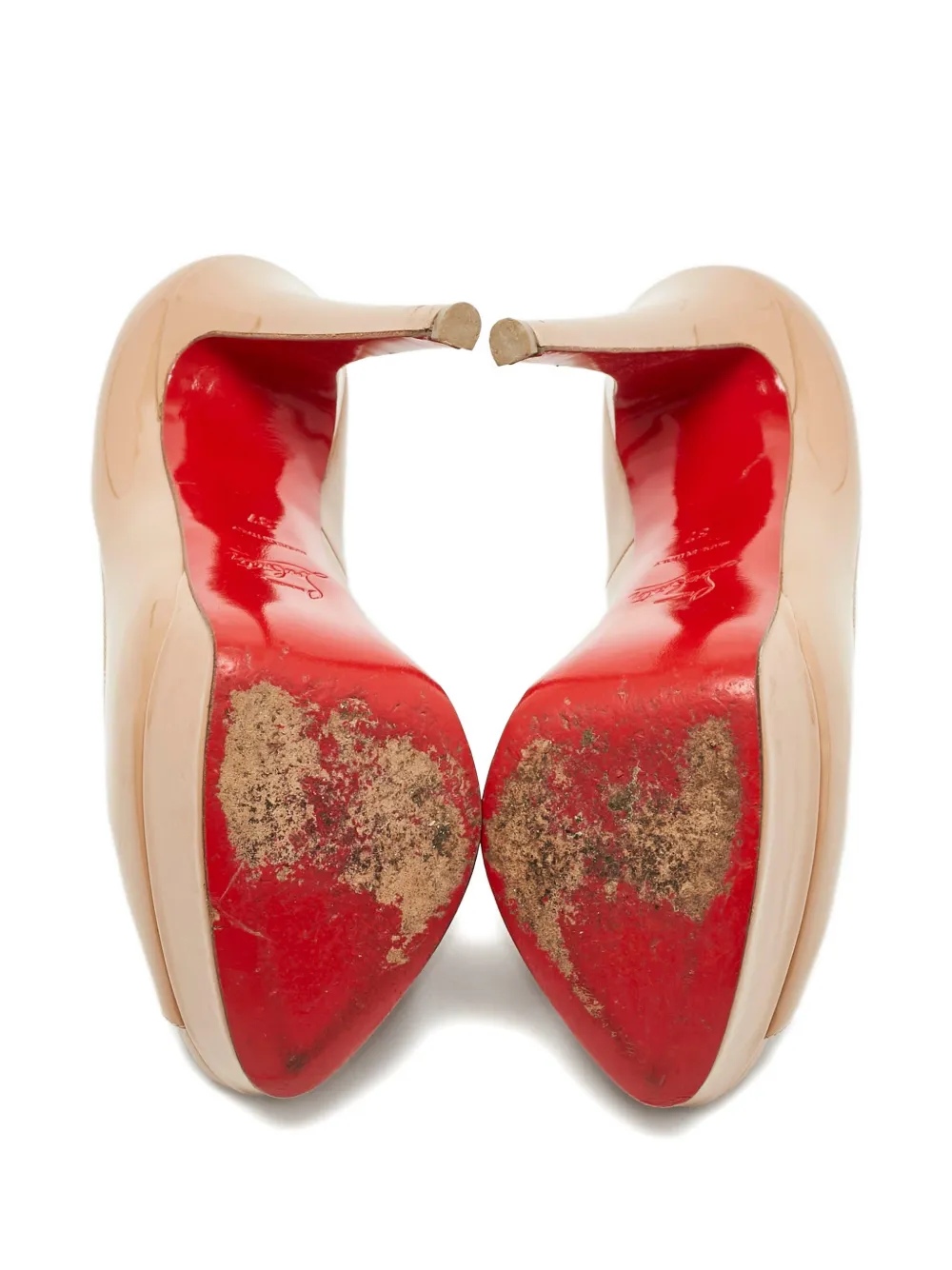 Pre-owned Christian Louboutin Peep-toe Platform Pumps In Neutral