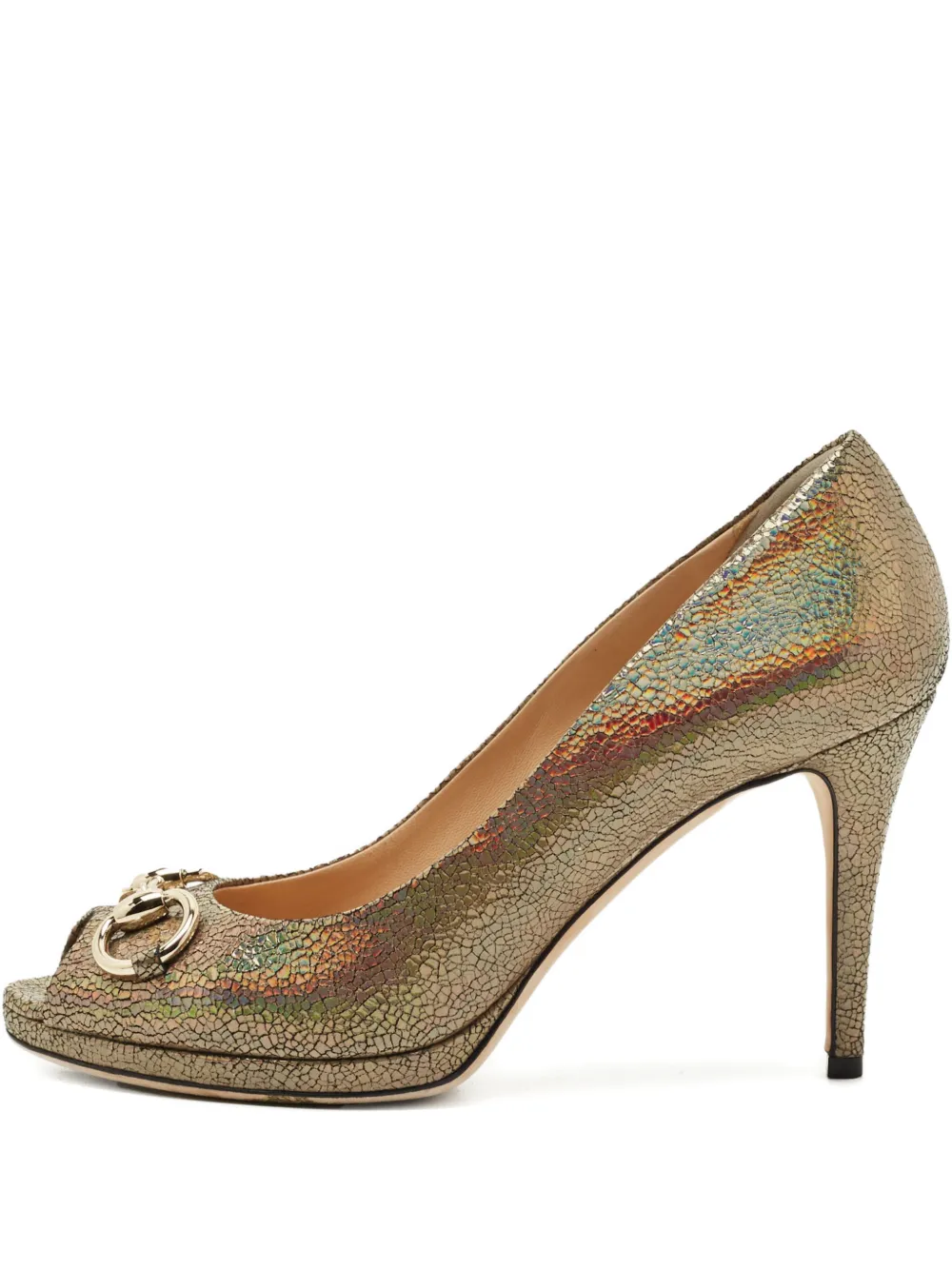 Gucci Pre-Owned iridescent peep-toe pumps - Gold