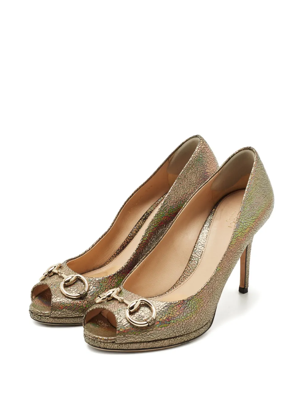 Gucci Pre-Owned iridescent peep-toe pumps - Goud